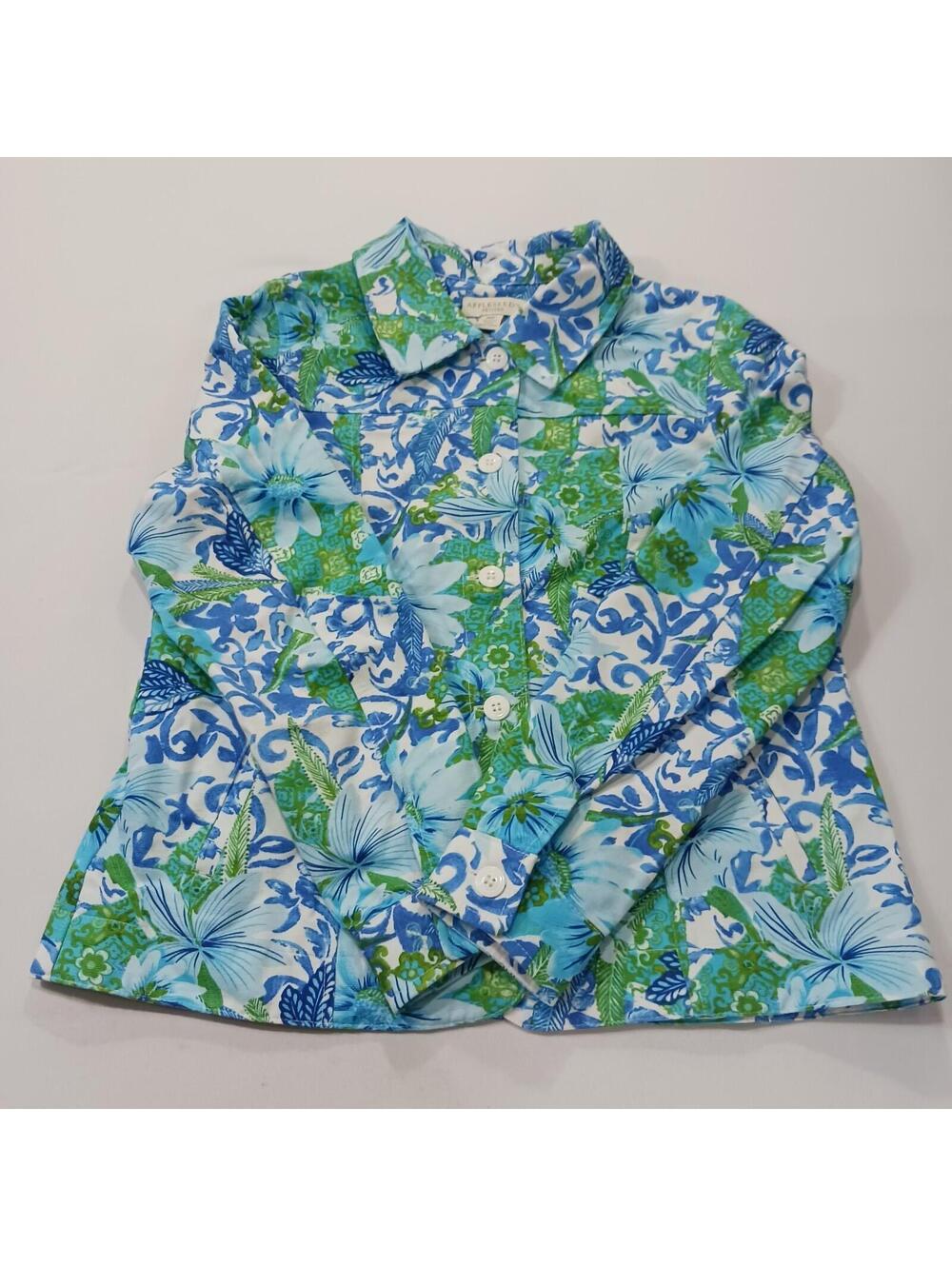 Apple Seed's RN#76915 Women's 10P Multicolor Floral Button Front Denim Jacket